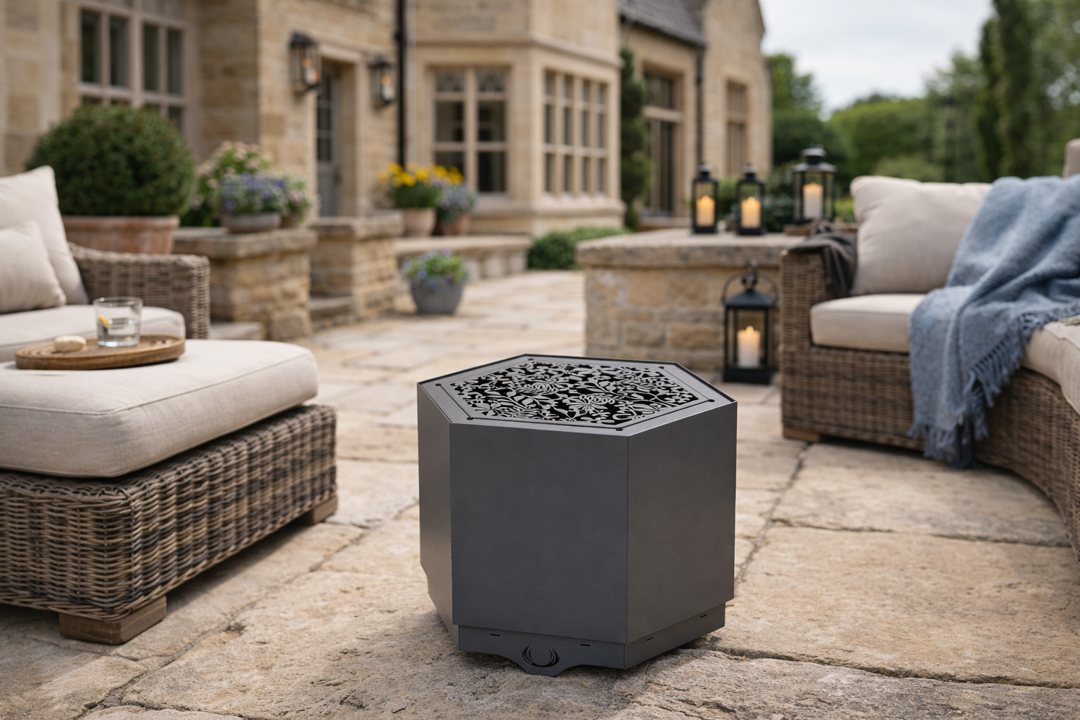 Grey Hex Smokeless Fire Pit